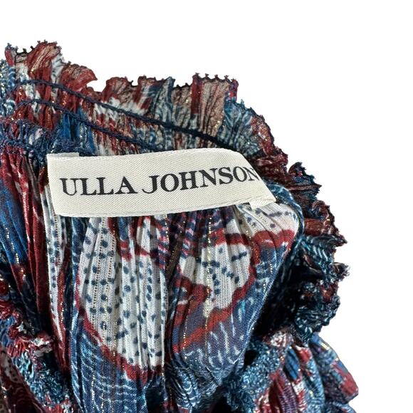 ULLA JOHNSON Vienne Bird Of Paradise Mini Dress Azul Women's 2 Glitter Boho Glam - Picture 4 of 7